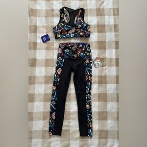XS Workout Set JoyLab NWT Floral Black Activewear Set